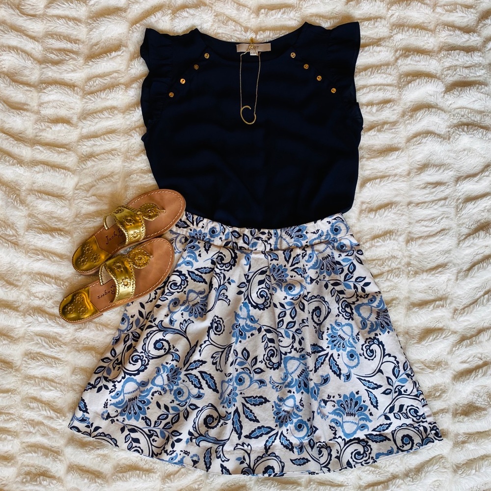 LOFT Paisley A Line Skirt